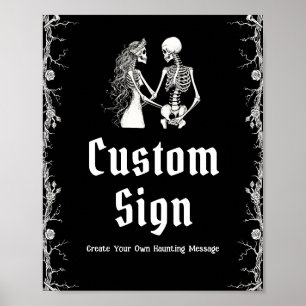 Zwart Gotisch Halloween Skelet Custom Sign Poster