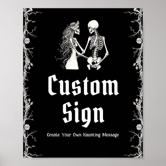Zwart Gotisch Halloween Skelet Custom Sign Poster (Voorkant)