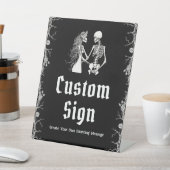 Zwart Gotisch Halloween Skelet Custom Sign Reclamebord Met Voetstuk (Insitu)