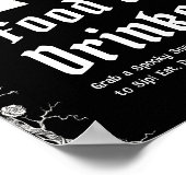 Zwart gotisch Halloween skelet eten & drinken bord Poster (Hoek)