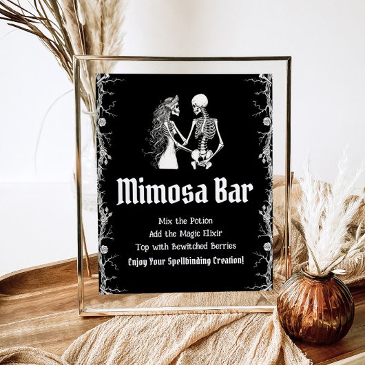 Zwart Gotisch Halloween Skelet Mimosa Bar Teken Poster