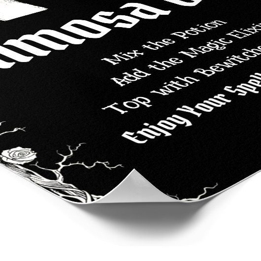 Zwart Gotisch Halloween Skelet Mimosa Bar Teken Poster (Hoek)