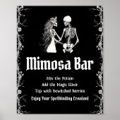 Zwart Gotisch Halloween Skelet Mimosa Bar Teken Poster (Voorkant)