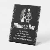 Zwart Gotisch Halloween Skelet Mimosa Bar Teken Reclamebord Met Voetstuk (Voorkant)