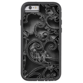 Zwart gotisch patroon gepersonaliseerd monogram Case-Mate iPhone case