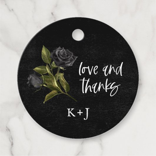 Zwart Gotisch Roos bruiloft gunst Labels (Voorkant)