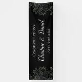 Zwart Gotisch Roos Elegante Trouwbanner Spandoek (Verticaal)