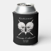 Zwart Gotisch Skelet Schedel Hart Wedding Blikjeskoeler (Blikje Achterkant)