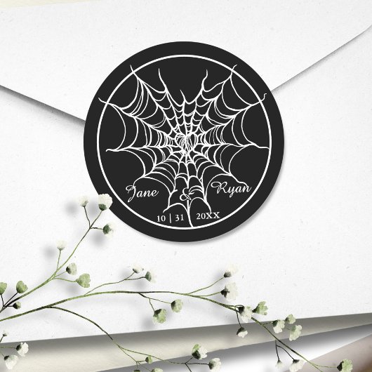 Zwart Gotisch Spooky HalloWedding Ronde Sticker