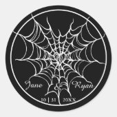 Zwart Gotisch Spooky HalloWedding Ronde Sticker (Voorkant)