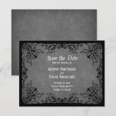 Zwart Gotisch Victoriaans Bruiloft Save The Date (Voorkant / Achterkant)