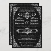 Zwart Gotisch Victoriaans Damask Repetitie Diner Kaart (Voorkant / Achterkant)