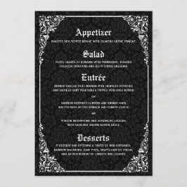 Zwart Gotisch Victoriaans Damask Trouwmenu's Menu