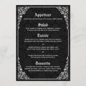 Zwart Gotisch Victoriaans Damask Trouwmenu's Menu (Achterkant)