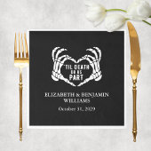 Zwart Gotische Bruiloft Tot Dood Receptie Servet