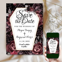 Zwart Gotische Kist Vintage Bruiloft Save The Date