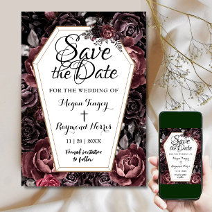 Zwart Gotische Kist Vintage Bruiloft Save The Date Kaart