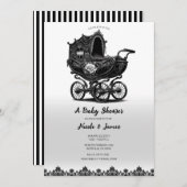 Zwart  Gotische Pram Carriage Baby shower Kaart (Voorkant / Achterkant)
