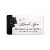 Zwart Gotische Rozen & Vleermuizen Bruiloft Dank u Etiket (Voorkant)