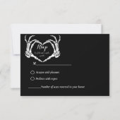 Zwart Gotische Schedel Skelet bruiloft RSVP Kaartje (Voorkant)
