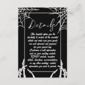 Zwart Gotische Skeletten Hallobruiloft Details Informatiekaartje (Voorkant)