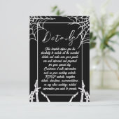 Zwart Gotische Skeletten Hallobruiloft Details Informatiekaartje (Staand voorkant)