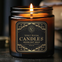 Zwart Gotische Tarot Maan Bewerkbaar Kaarsenetiket