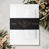 Zwart gotische vlinder bruiloft uitnodigingen wikkel