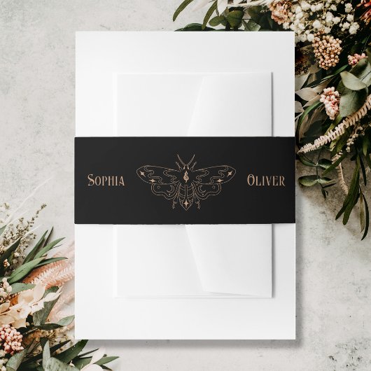 Zwart gotische vlinder bruiloft uitnodigingen wikkel