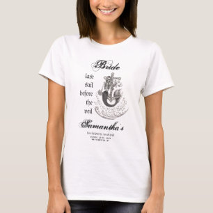 Zwart Gotische Zeemeermin Laatste Zeil Bachelorett T-shirt