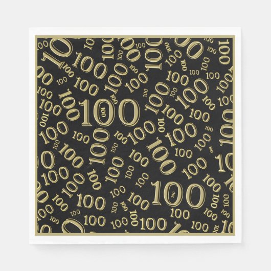 Zwart/Goud 100 Willekeurig Getal Patroon Servet (Voorkant)