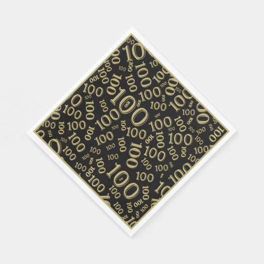 Zwart/Goud 100 Willekeurig Getal Patroon Servet (Hoek)