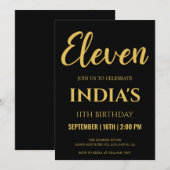 Zwart & Goud 11e Verjaardag Kaart (Voorkant / Achterkant)