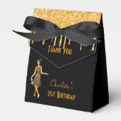 Zwart goud 1920 kunstdeco glitter retro verjaardag bedankdoosjes (Voorkant Zijde)