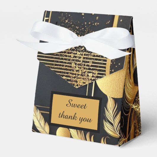  zwart goud 1920s bruiloft bedankdoosjes (Voorkant Zijde)