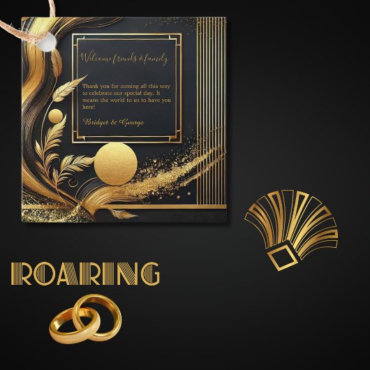  zwart goud 1920s bruiloft bedankjes labels