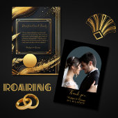 zwart goud 1920s bruiloft bedankkaart