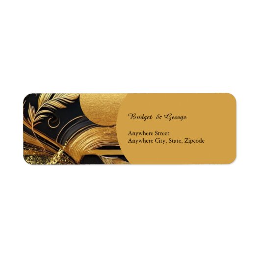 zwart goud 1920s bruiloft etiket (Voorkant)