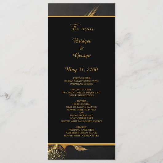  zwart goud 1920s bruiloft programmakaart (Voorkant)