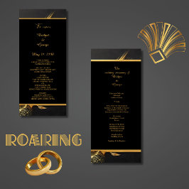  zwart goud 1920s bruiloft programmakaart