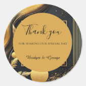  zwart goud 1920s bruiloft ronde sticker (Voorkant)