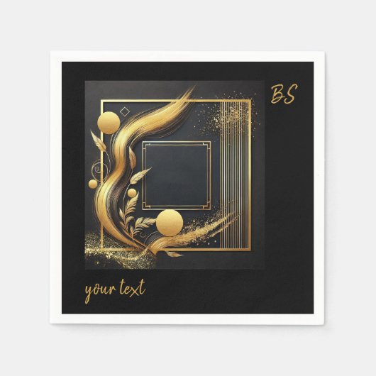  zwart goud 1920s bruiloft servet (Voorkant)