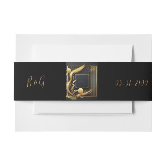  zwart goud 1920s bruiloft uitnodigingen wikkel (Voorkant Voorbeeld)