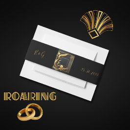  zwart goud 1920s bruiloft uitnodigingen wikkel