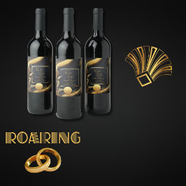  zwart goud 1920s bruiloft wijn etiket