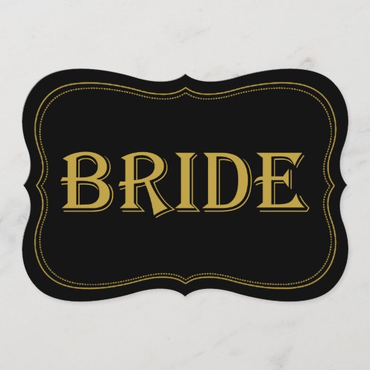 Zwart & Goud 1920's Gatsby Bruid Teken Kaart (Voorkant)