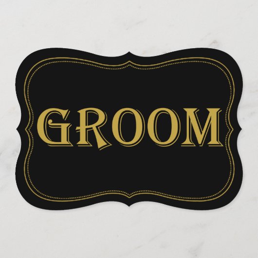 Zwart & Goud 1920's Gatsby Bruidegom Teken Kaart (Achterkant)