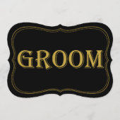 Zwart & Goud 1920's Gatsby Bruidegom Teken Kaart (Voorkant)