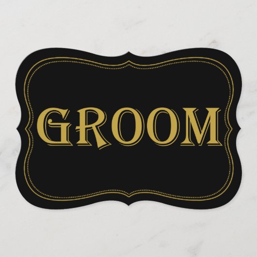 Zwart & Goud 1920's Gatsby Bruidegom Teken Kaart (Voorkant)