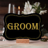 Zwart & Goud 1920's Gatsby Bruidegom Teken Kaart